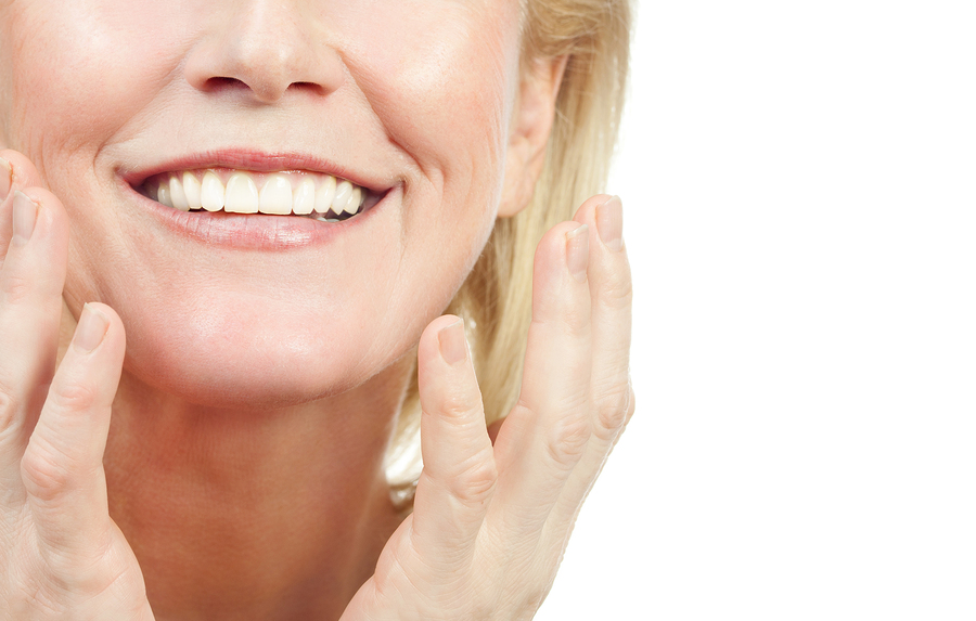 close up of older woman's smile